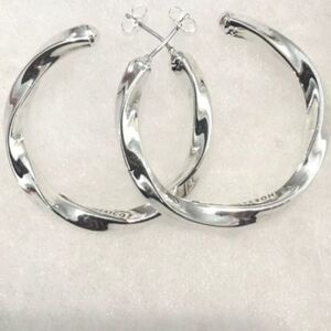TAXCO Sterling Silver Twisted Cable Hoop Earrings